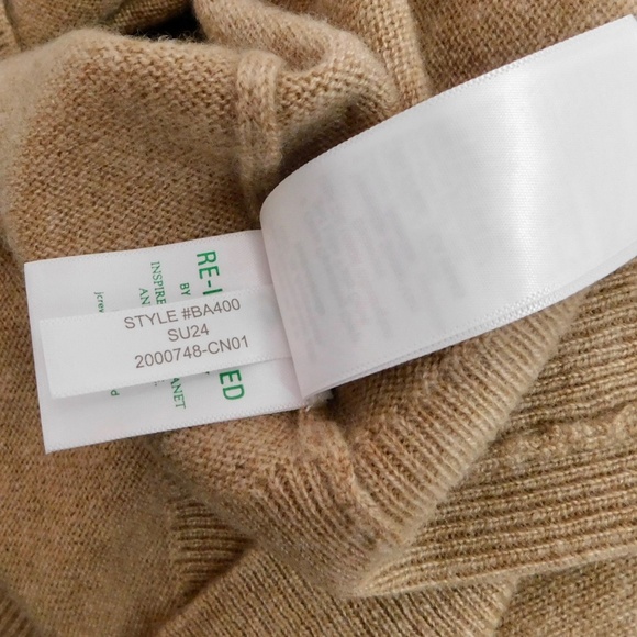 J. CREW Cashmere Classic Fit Crewneck Sweater Heathered Camel Crew Neck X-Large - Picture 14 of 15